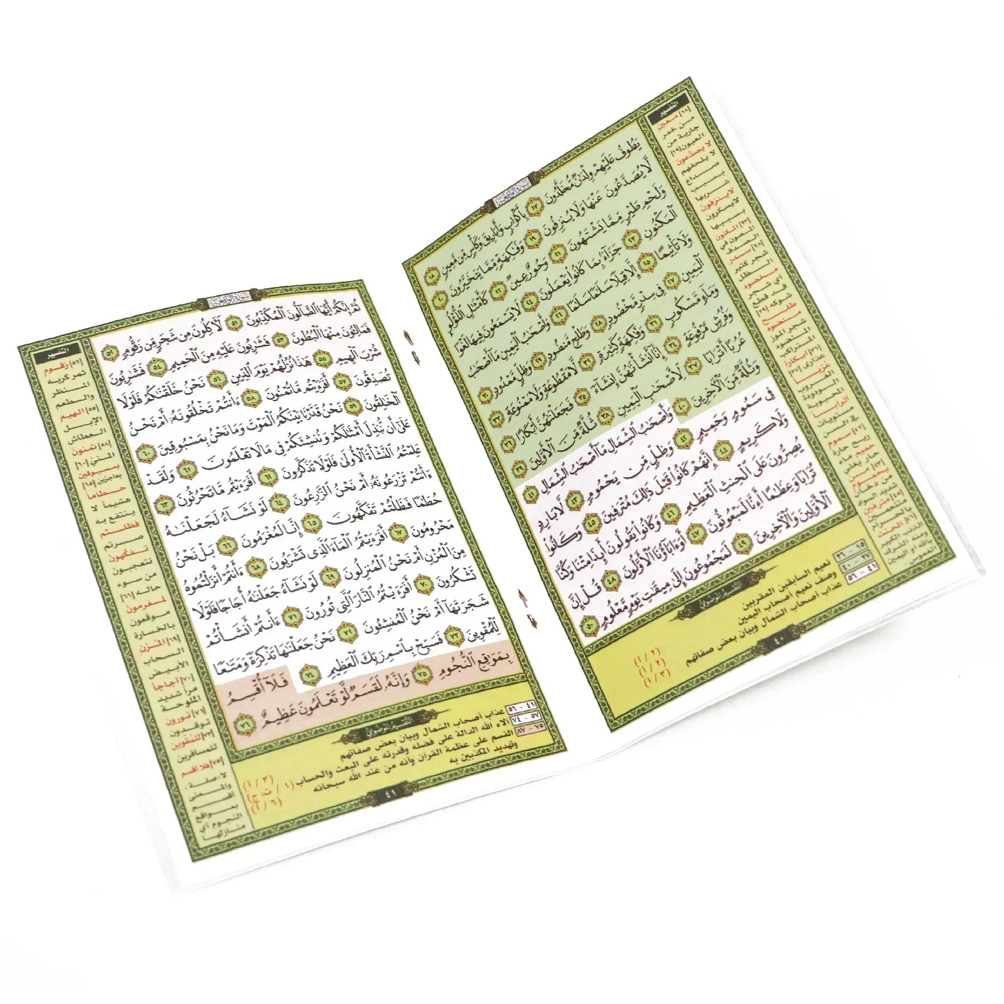سور من القرآن الكريم مع التقسيم الموضوعي في الهوامش مقاس 12*17 سم