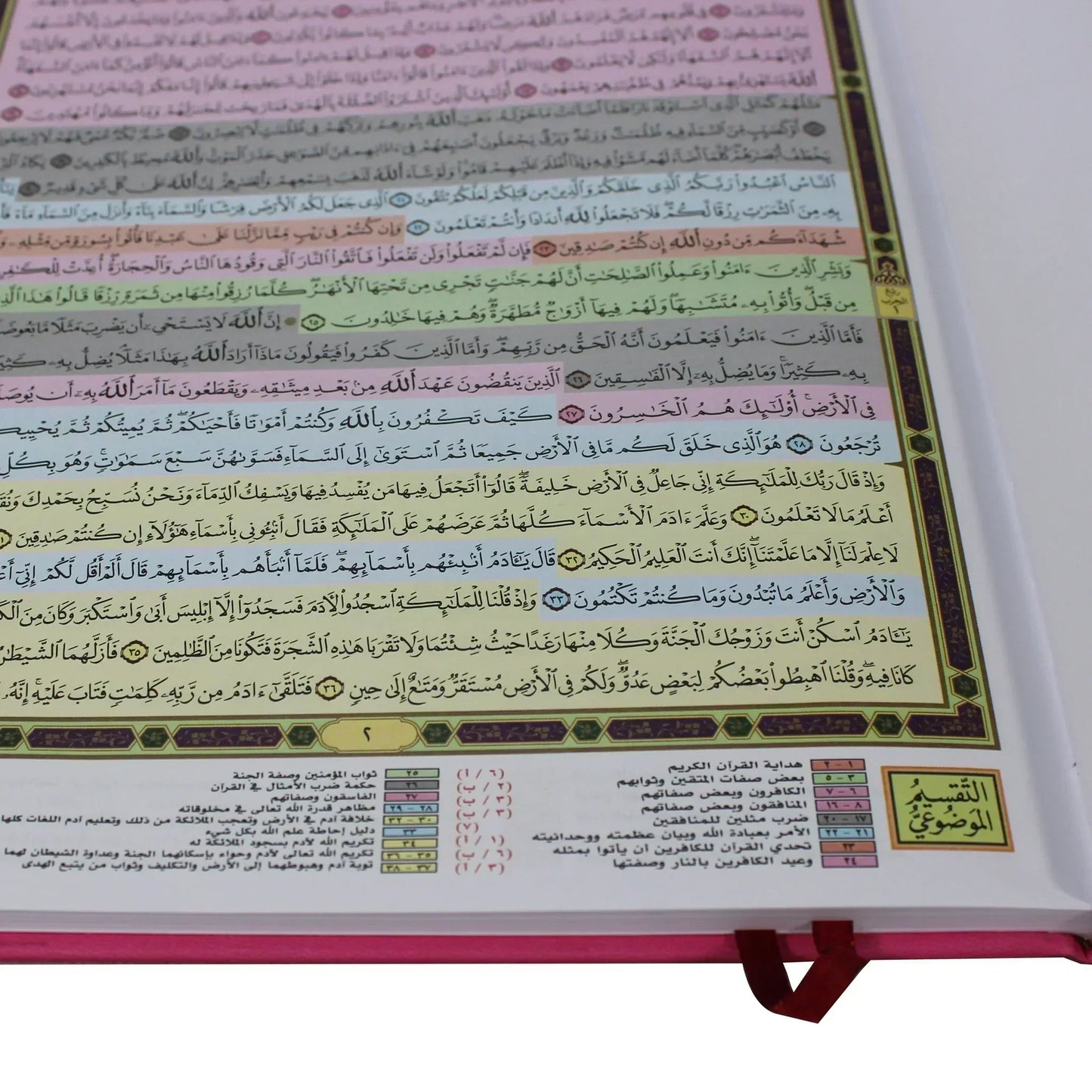 مصحف القيام مع التقسيم الموضوعي لآيات القرآن الكريم جوامعي مخمل زهري
